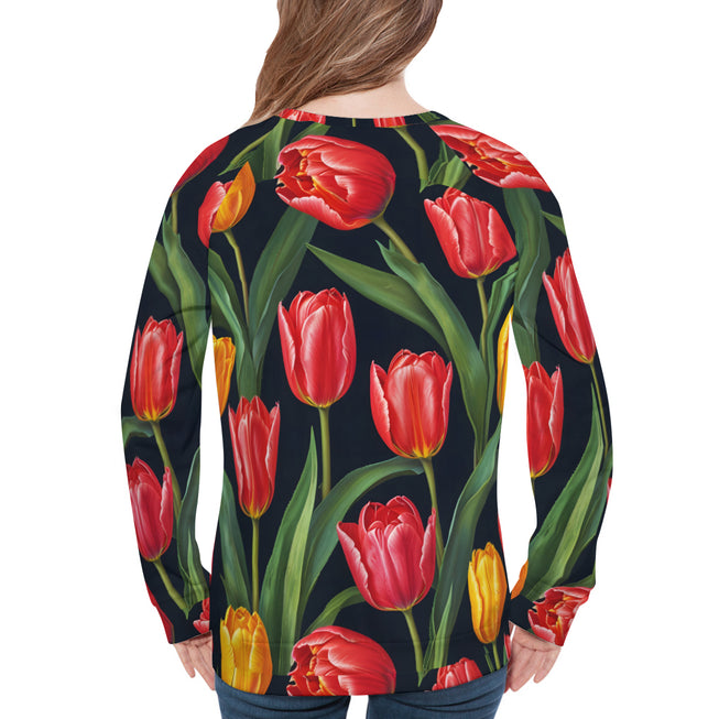 Tulip Pattern Women's Raglan Long Sleeved Sweatshirt