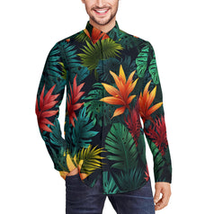 Tropical Pattern Men's Classic Long-Sleeved Shirt