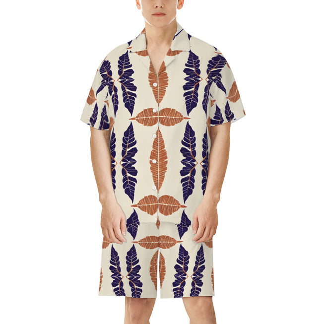 Tropical Leaf Men's Shirt And Short Set