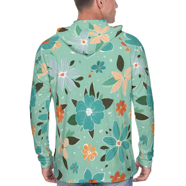 Floral Seamless Pattern Men's Sun Protection Long Sleeve Hoodie