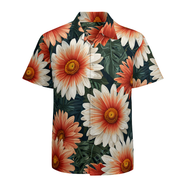 Daisy Pattern Men's Casual Short-Sleeved Shirt