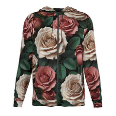 Rose Pattern Men's Zip Up Hoodie