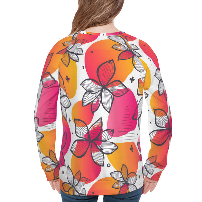 Floral Shapes Women's Raglan Long Sleeved Sweatshirt