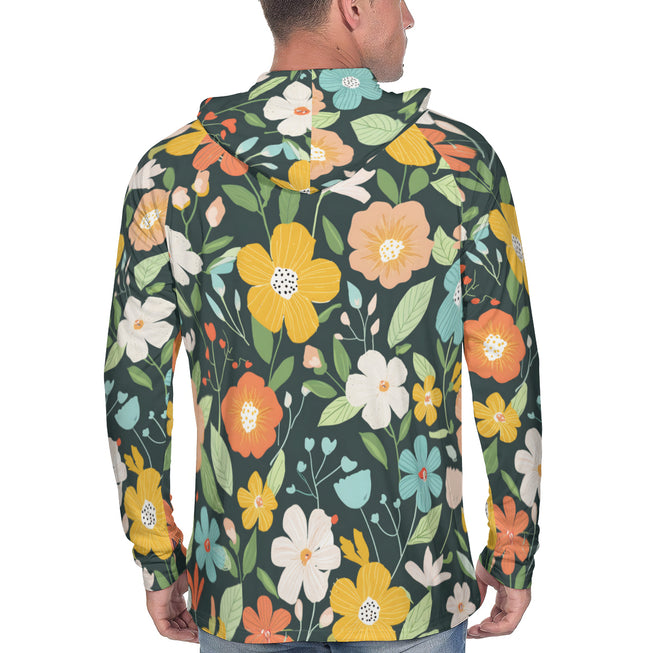 Floral Seemless Pattern Men's Sun Protection Long Sleeve Hoodie