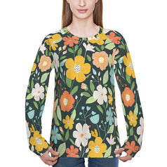 Floral Seamless Pattern Women's Raglan Long Sleeved Sweatshirt