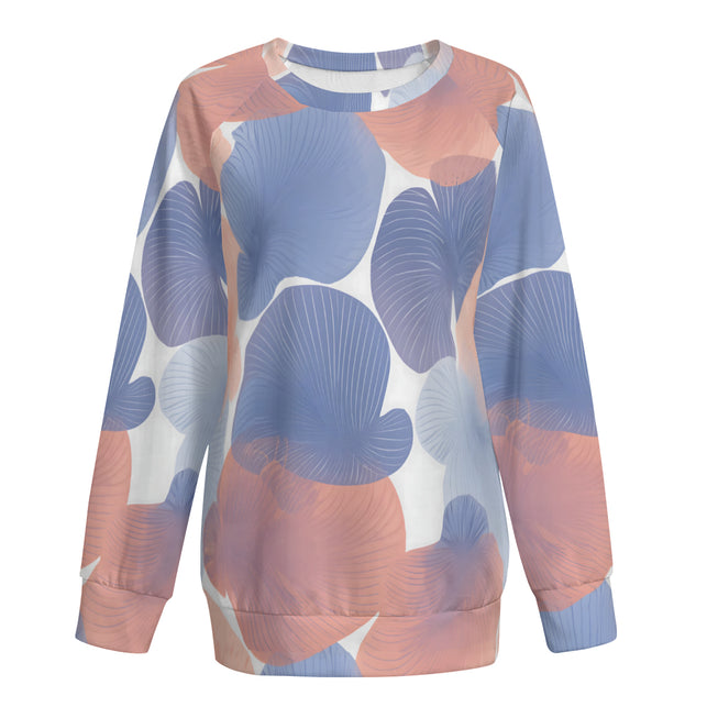 Floral Shapes Pattern Women's Raglan Long Sleeved Sweatshirt